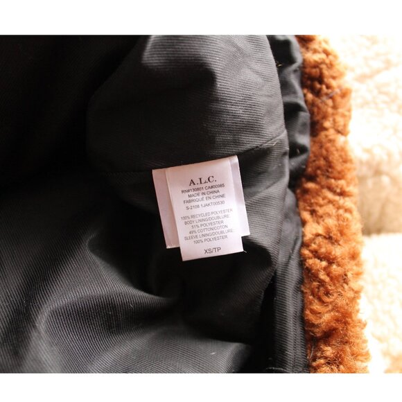 A.L.C. Stefan Faux Fur Shearling Patchwork Coat / XS / Brown Multi Teddy Sherpa - Picture 11 of 11